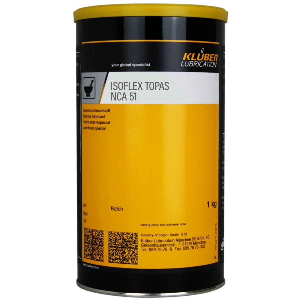 Mỡ bôi trơn tổng hợp chịu nhiệt độ thấp Klüber ISOFLEX TOPAS NCA 51, hộp 1kg