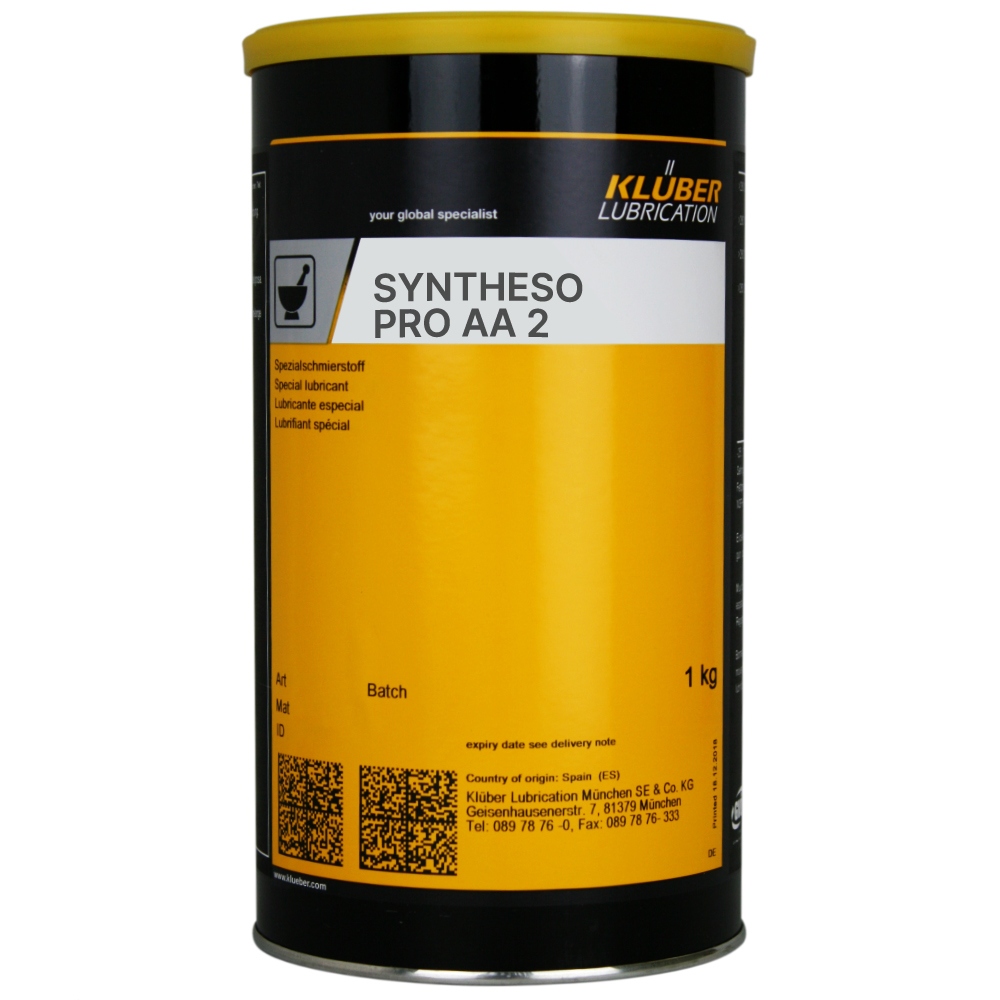 Mỡ bôi trơn Klüber SYNTHESO PRO AA 2 dành cho phớt cao su và nhựa hộp 1Kg