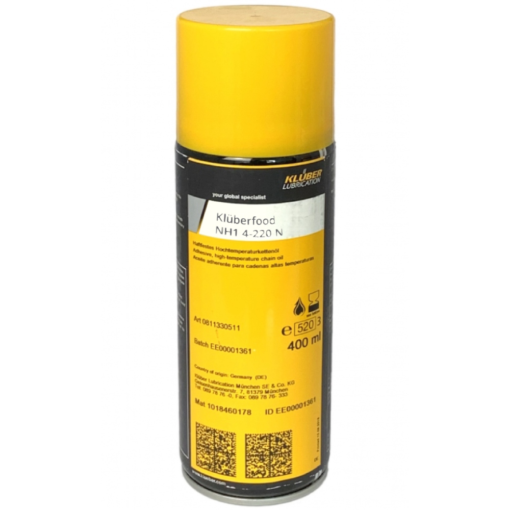 Dầu bôi trơn dạng xịt Klüberfood NH1 4-220 N dùng cho ngành thực phẩm 400ml