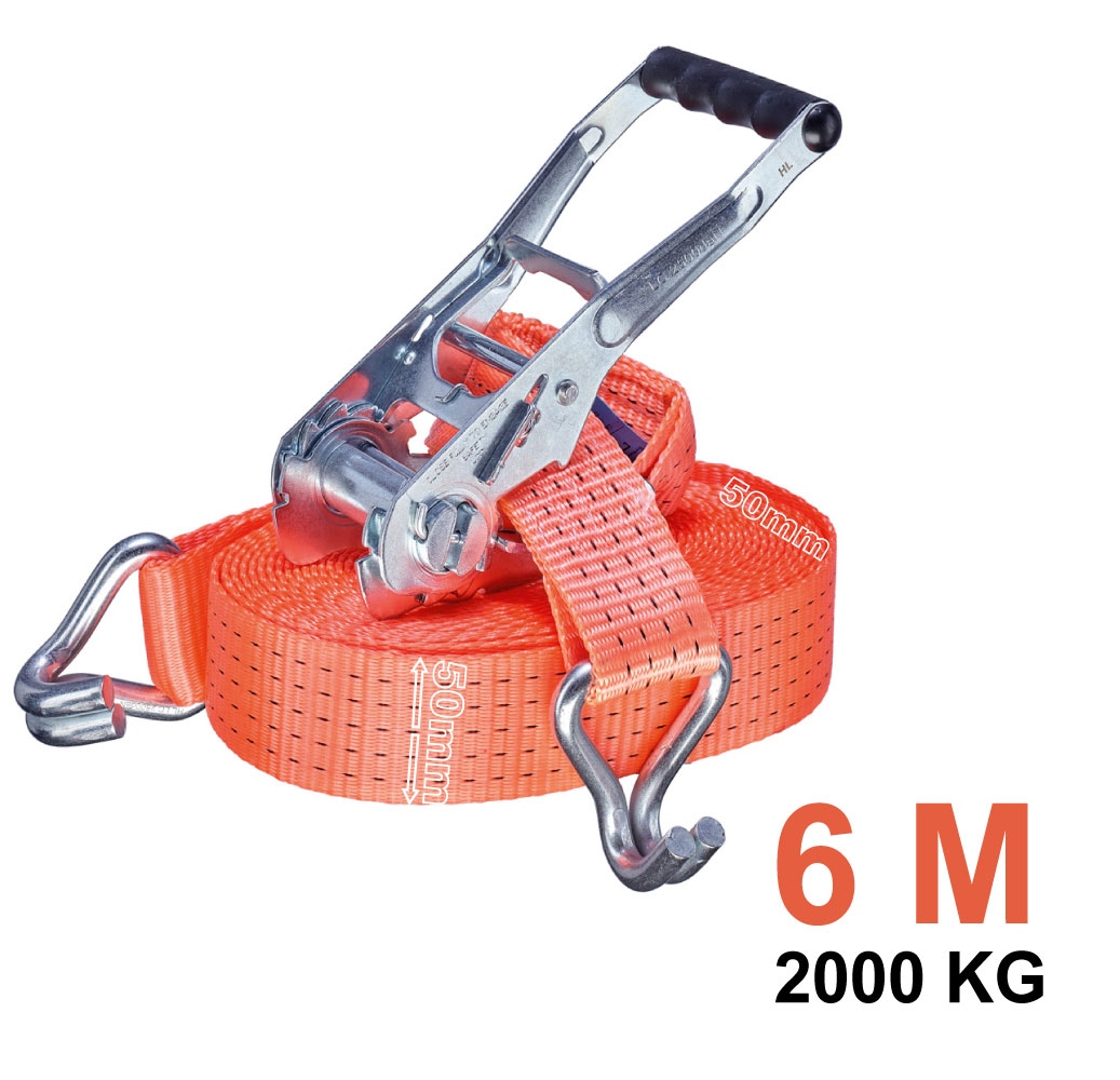 Dây tăng đơ chằng hàng Tector 84510 kèm móc chữ J kép 2000kg, 50mm, 6m